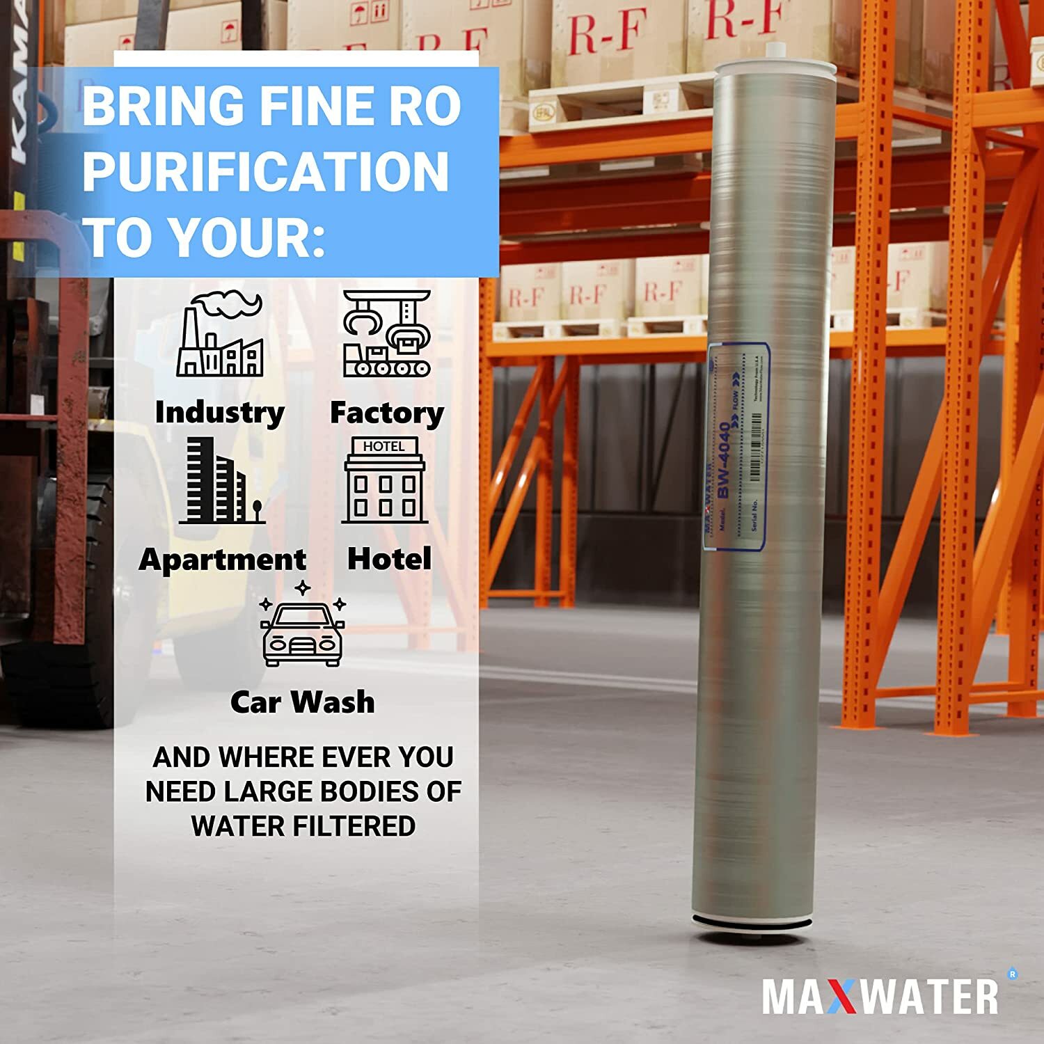 BW-4040 HF Replaces Hydron 4″ x 40″ 2400 GPD Brackish Water Reverse Osmosis