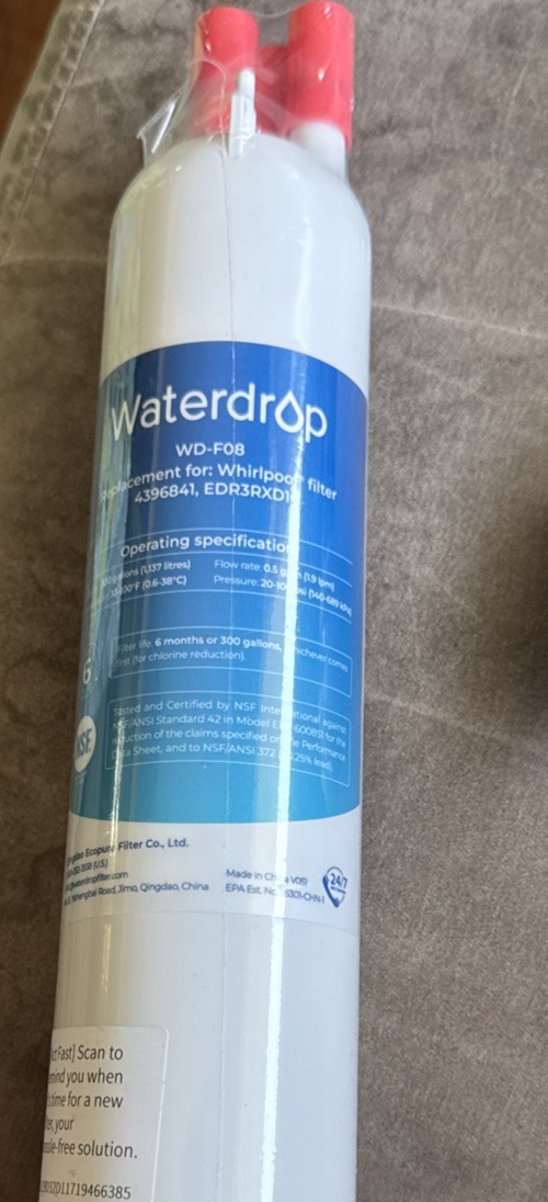 New Waterdrop WD-F08 Refrigerator Water Filter Replacement For Whirlpool