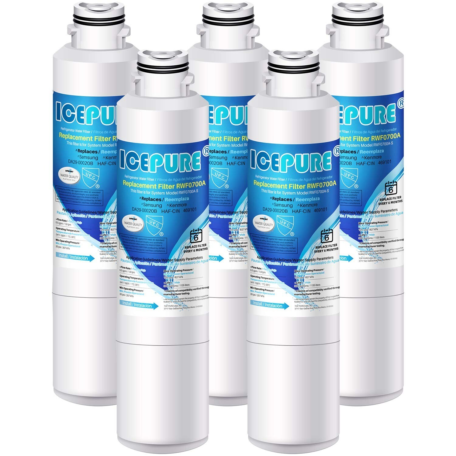 Fits Samsung DA29-00020B HAF-CIN/EXP Compatible Water Filter 5PACK
