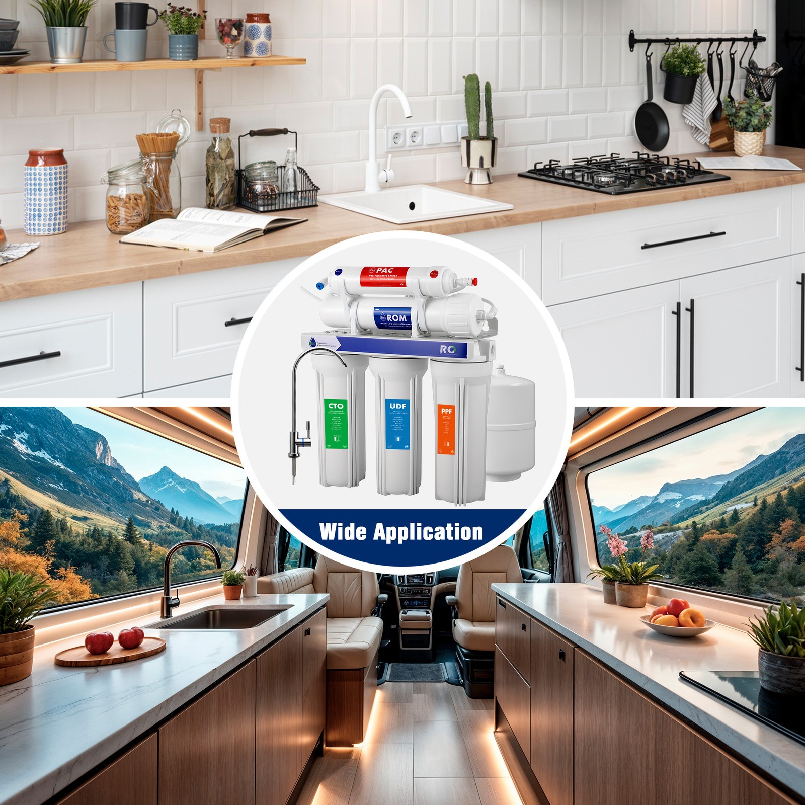 5 Stage Reverse Osmosis Water Filtration System Purifier 0.0001μm 75 GPD Filters