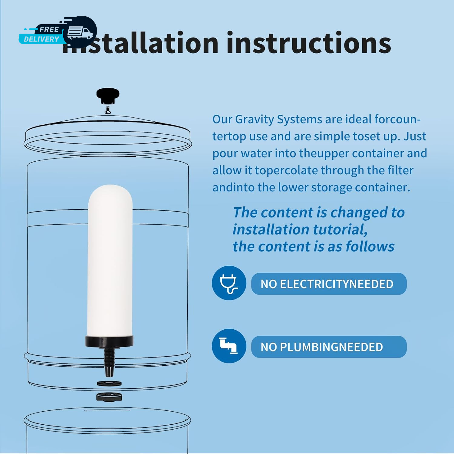2 Pack 7» Ceramic Water Filter Candle,7 Inch Water Filter Replacement Filters