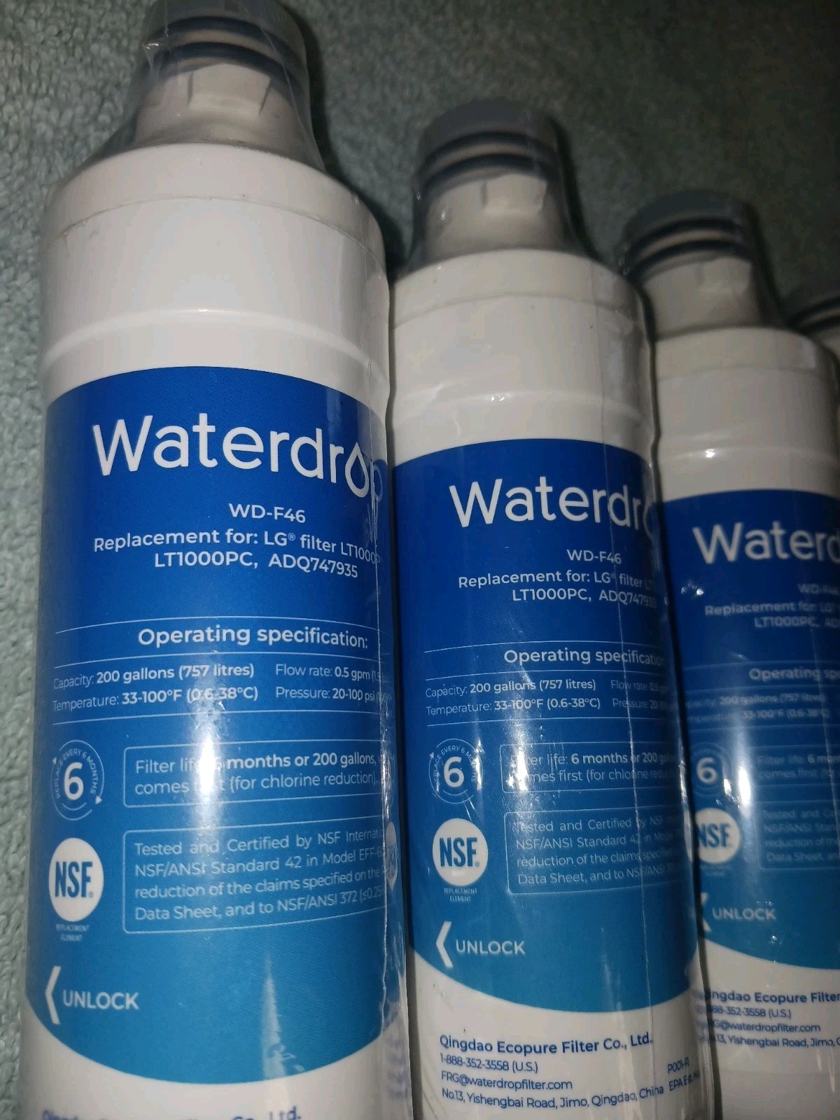 Waterdrop WD-F46 Water Filters. Lot Of 4. New Sealed