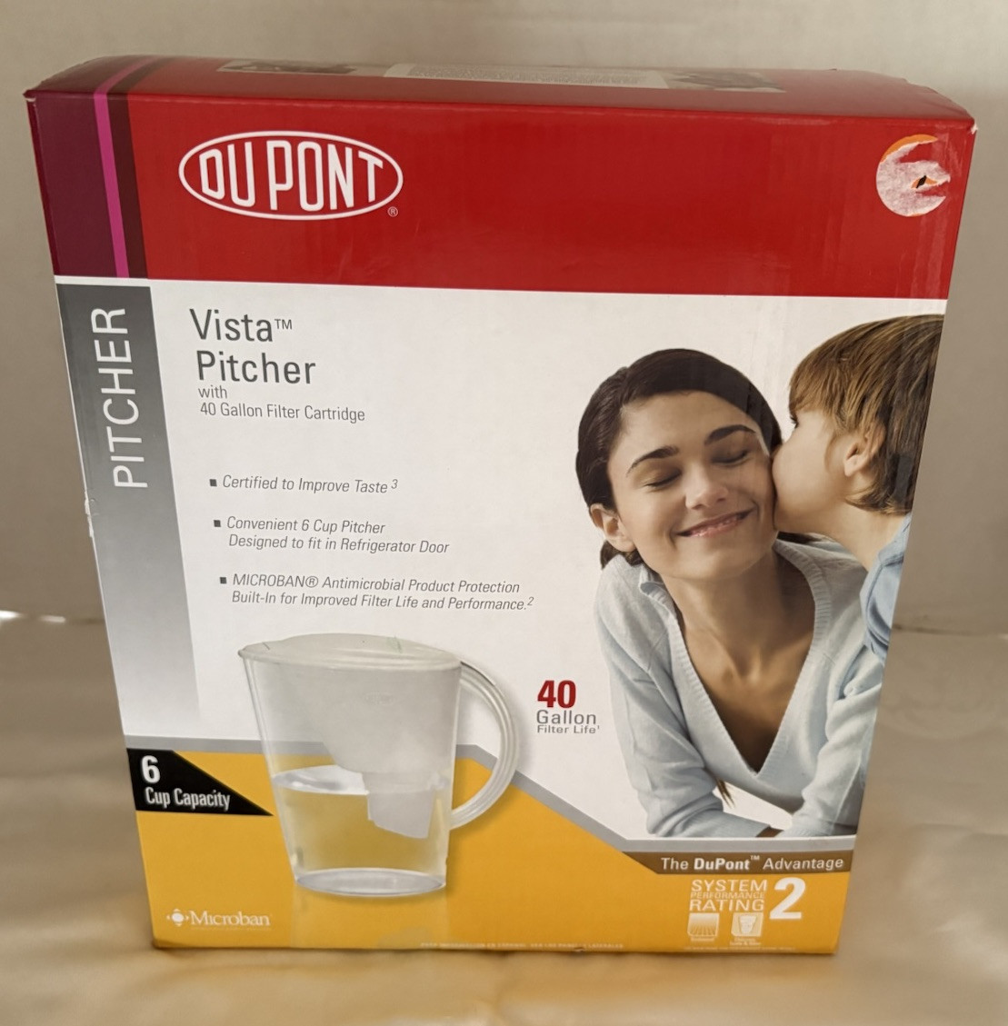 Dupont WFPT075X Vista Water Pitcher with 40 Gallon Filter Cartridge NEW