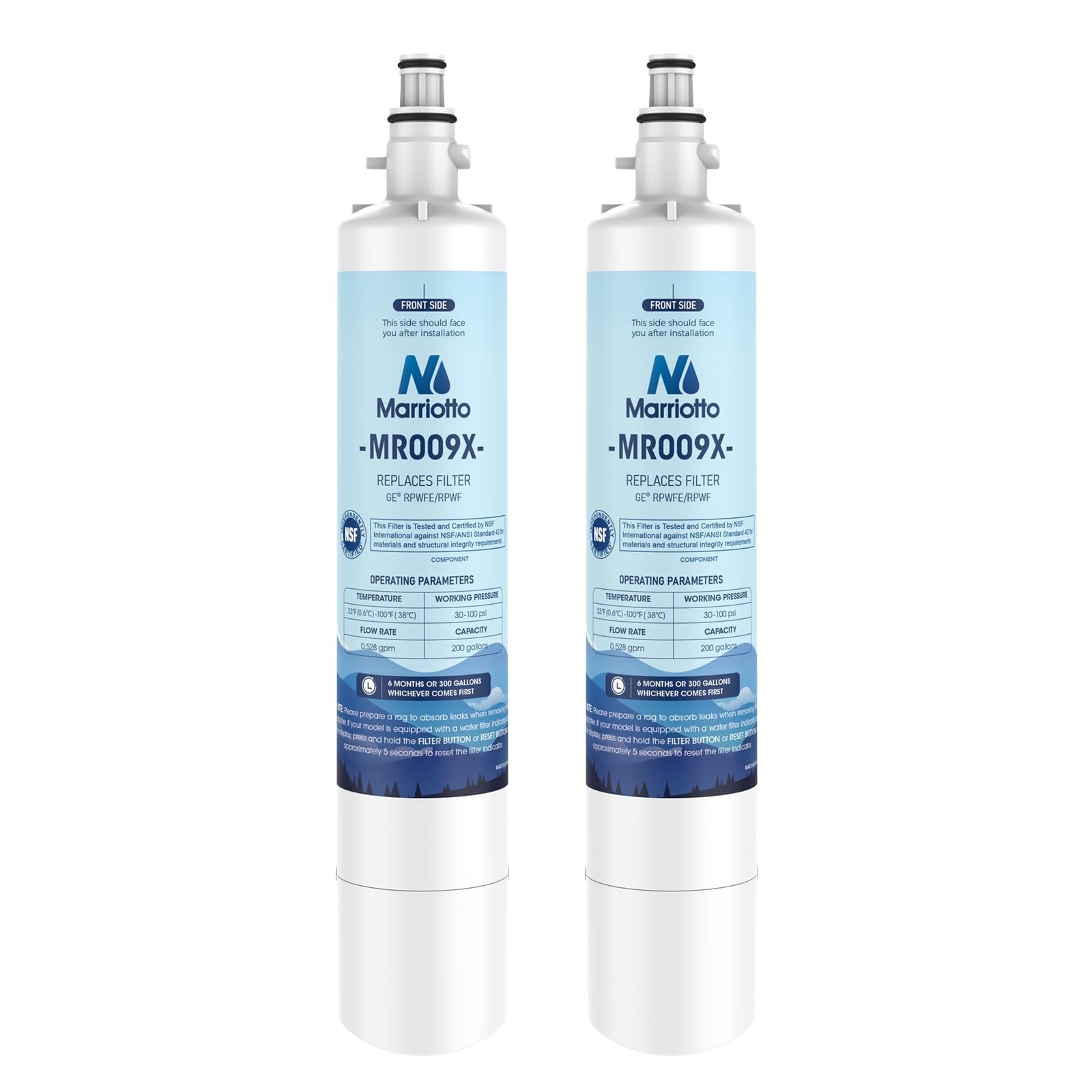 MARRIOTTO Replacement for GE Fridge RPWFE,RPWF(Built-in CHIP)Water Filter Set of