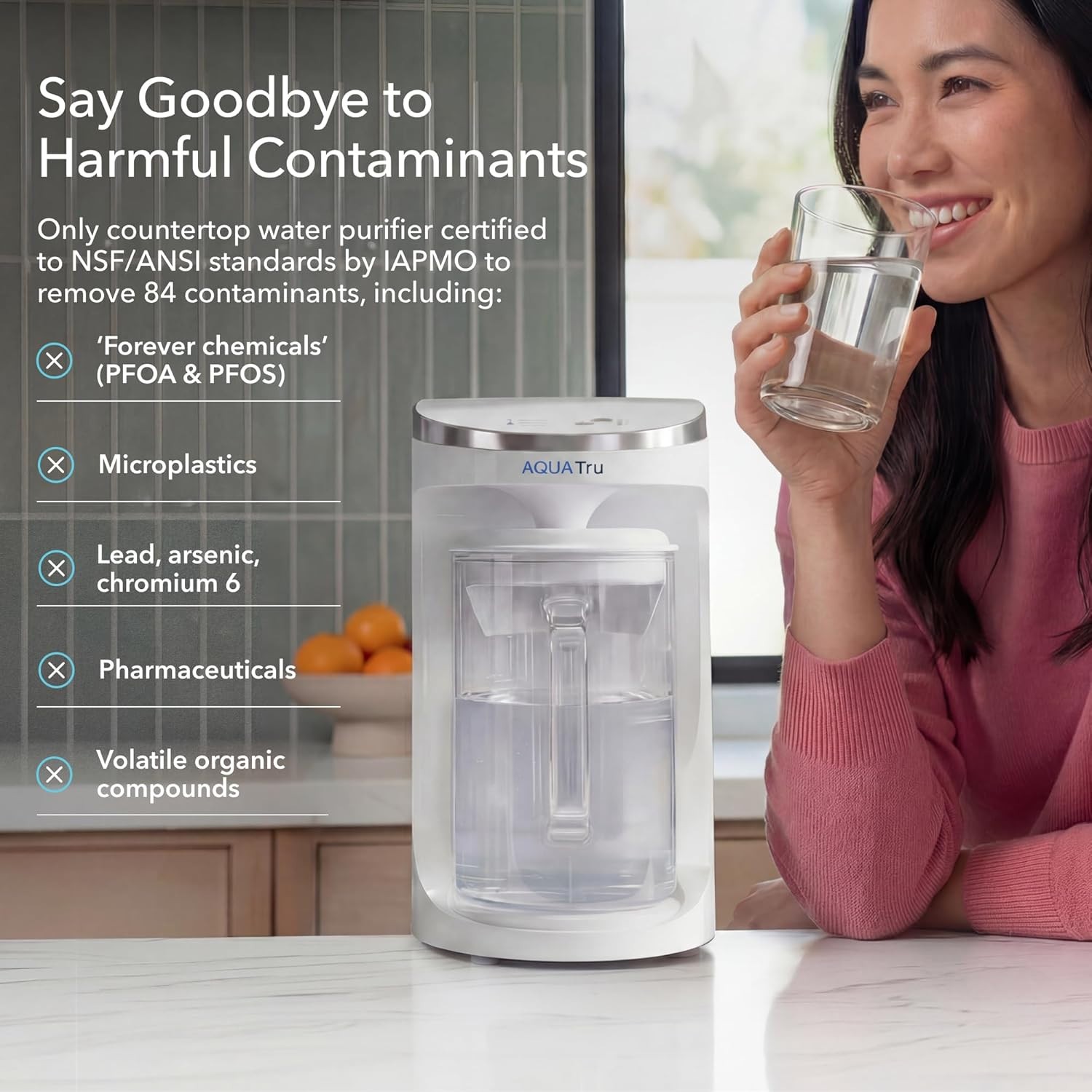 AquaTru Carafe Countertop RO System 64oz 4-Stage Removes Lead PFAS