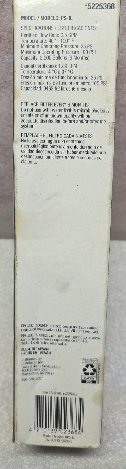 Project Source 10-in In-Line Carbon refrigerator Filter #5225368