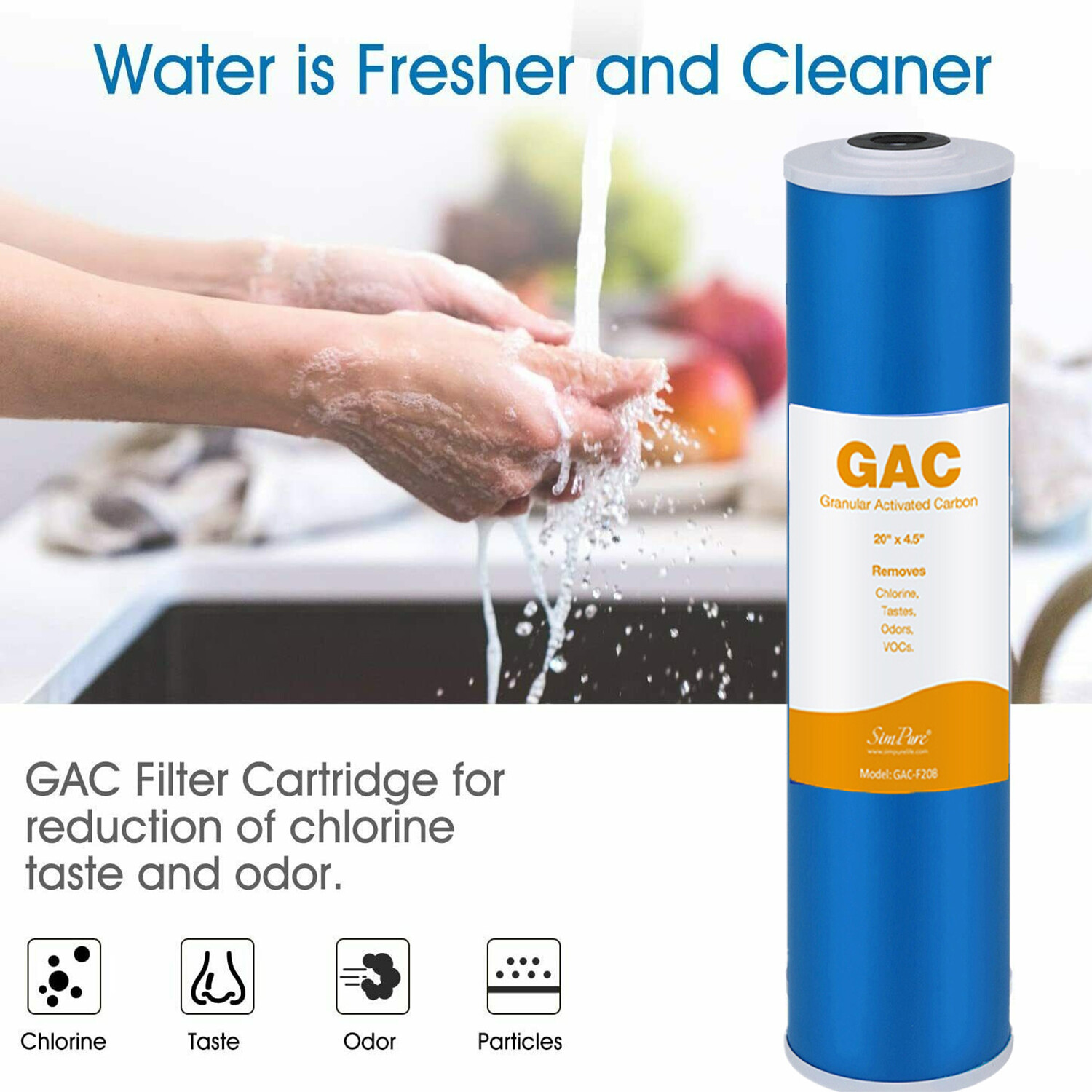 20×4.5″ Big Blue 3-Stage Whole House Water Filter System with 3 Filters for Well