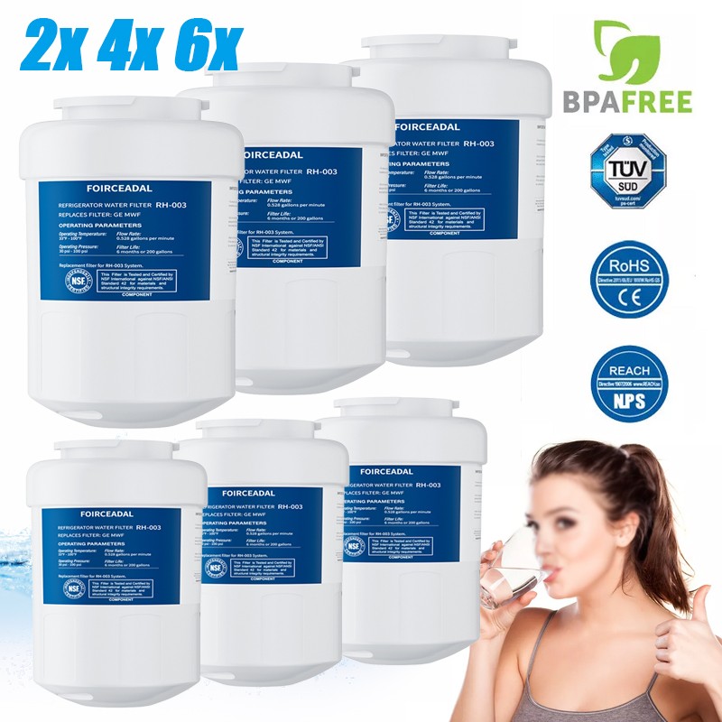 2-6x For GE MWF 46-9991 MWFP BSS25JFRJWW Smartwater Fridge Water Filter Replace