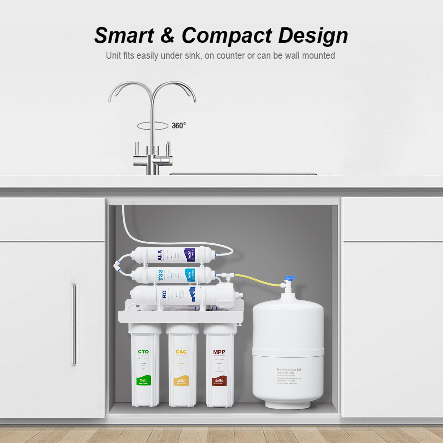 6 Stage 75 GPD Reverse Osmosis System Alkaline Drinking Water Filter Purifier