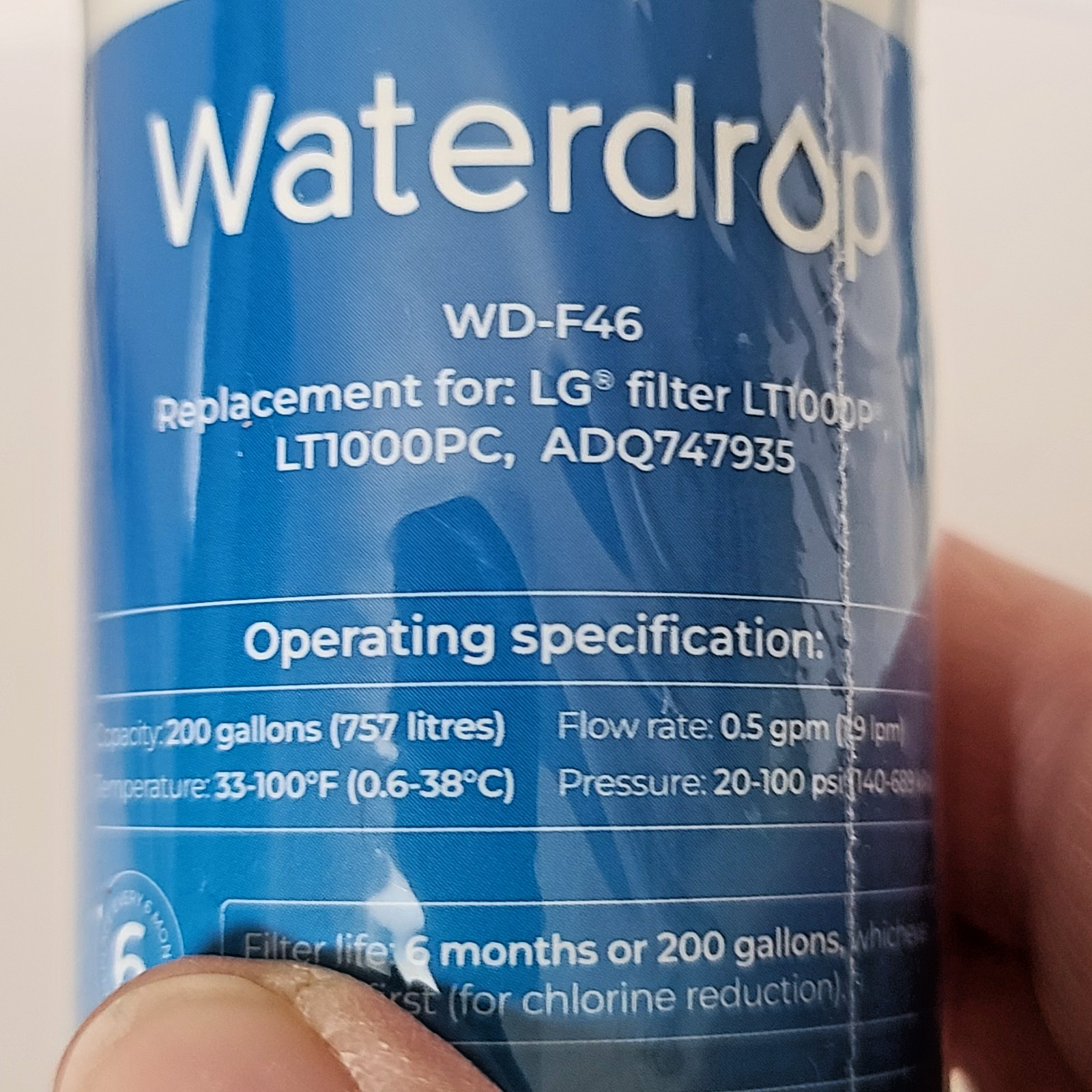 New Waterdrop WD-F46 Filter (2 Pack) Replacement for LG Water filters SEALED