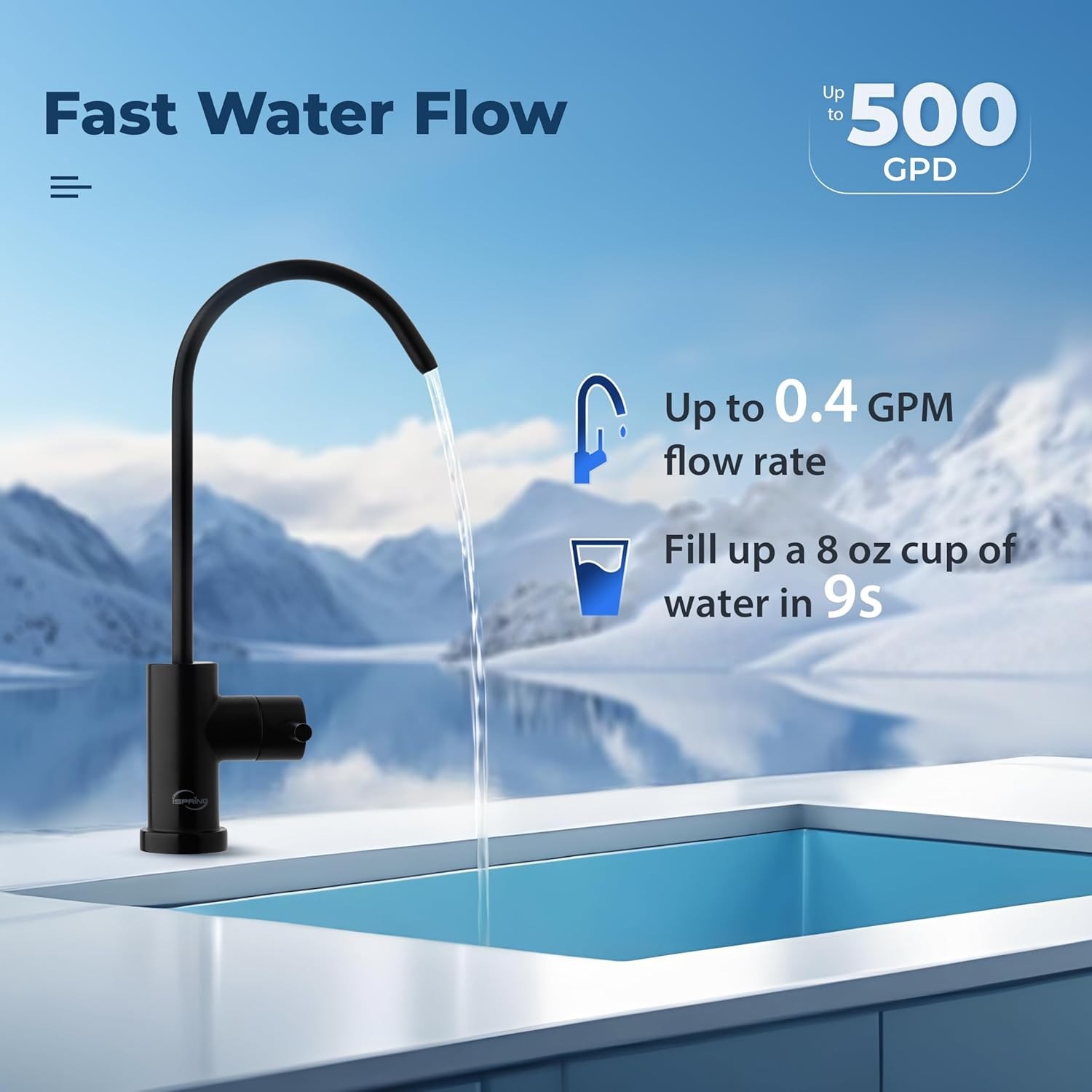 iSpring RO500AK-ORB Tankless RO System, 500 GPD, Alkaline, w/ 2-Year Filter Set