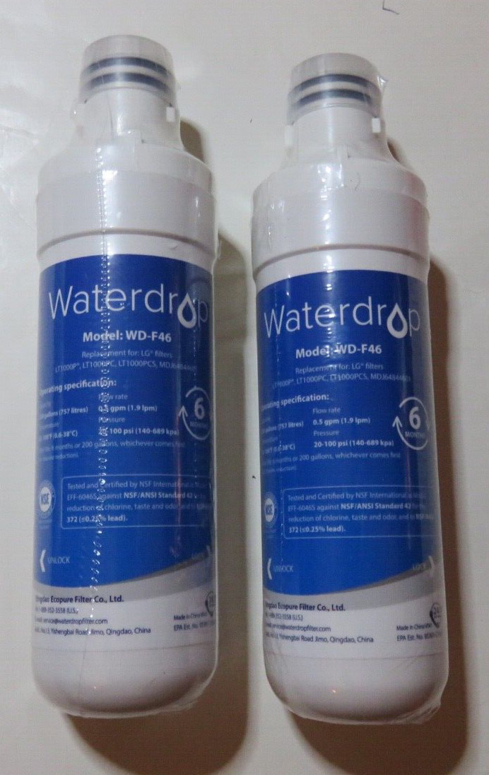 2 Pack Waterdrop Replacement Refrigerator Water Filter WD-F46 NEW and SEALED!!!!