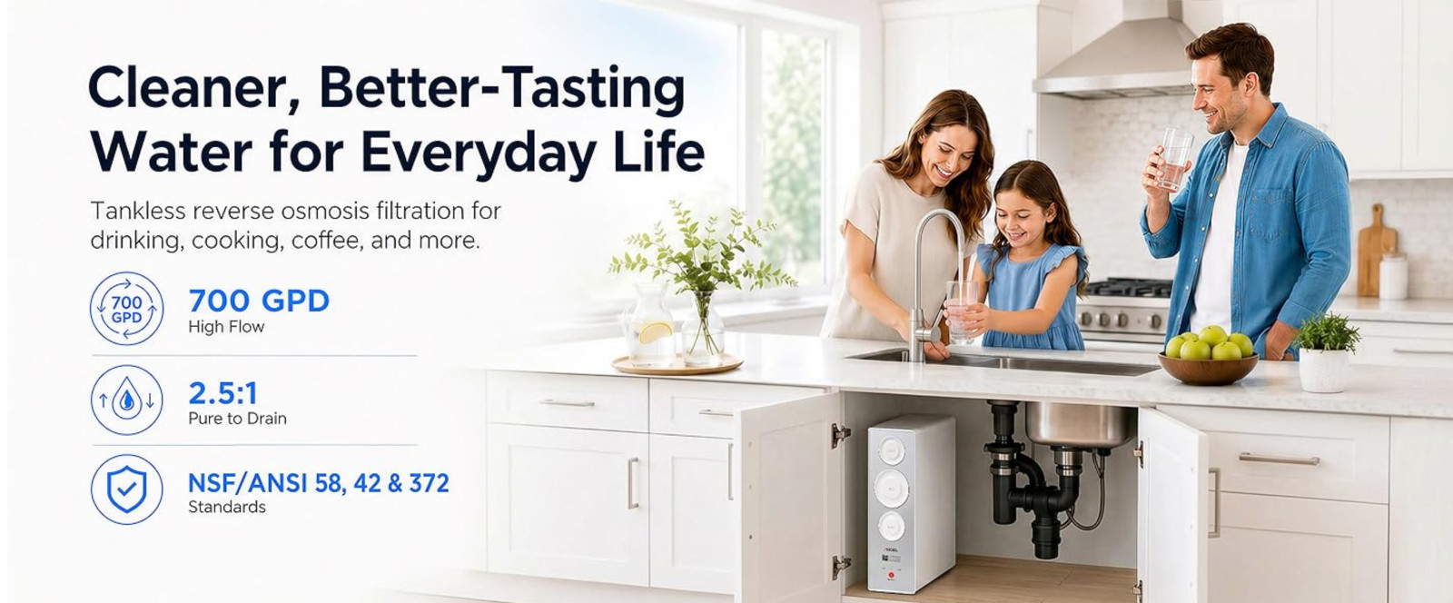 ANGEL X2 Tankless Reverse Osmosis Water Filter System, 700GPD, Removes 99% PFAS