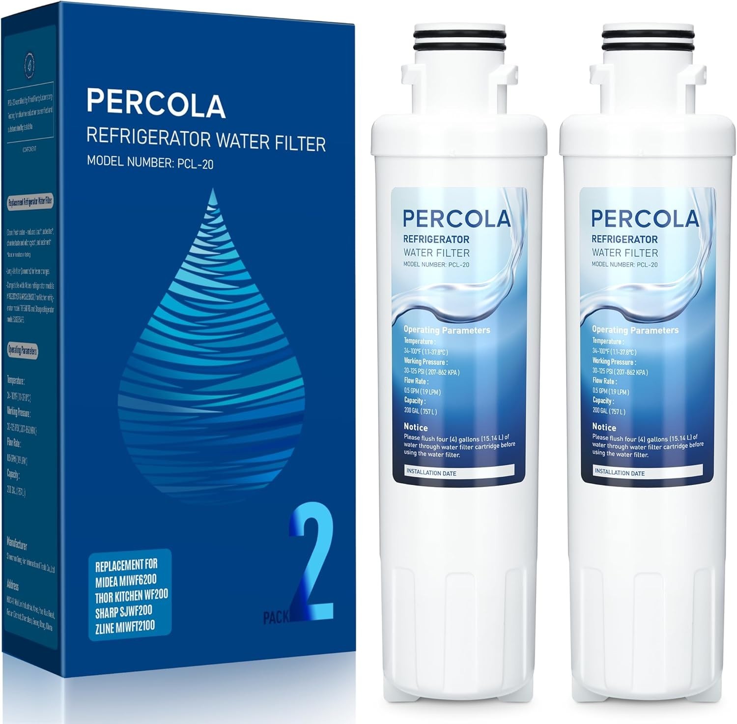 0.5 Micron Water Filters – Reduces Chlorine, Fits Multiple Fridge Models