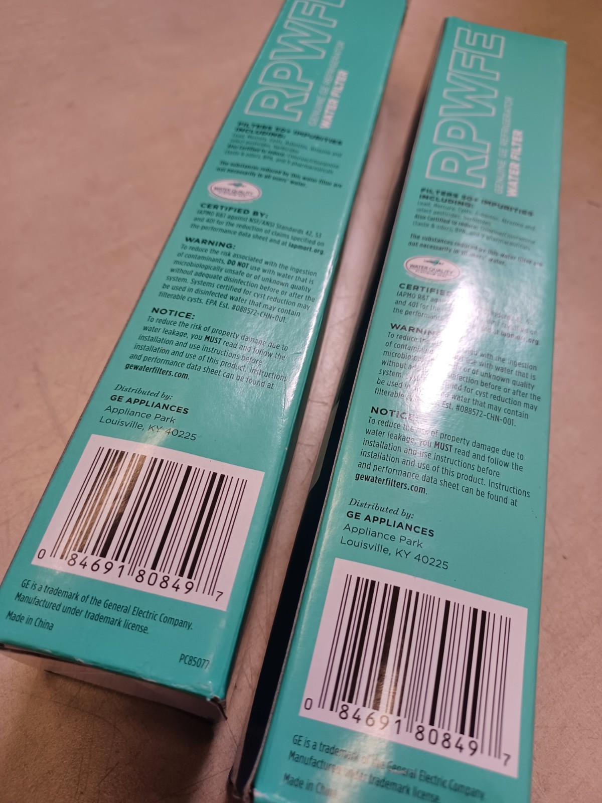 Lot Of 2 GE Appliances RPWFE Replacement Refrigerator Water Filter