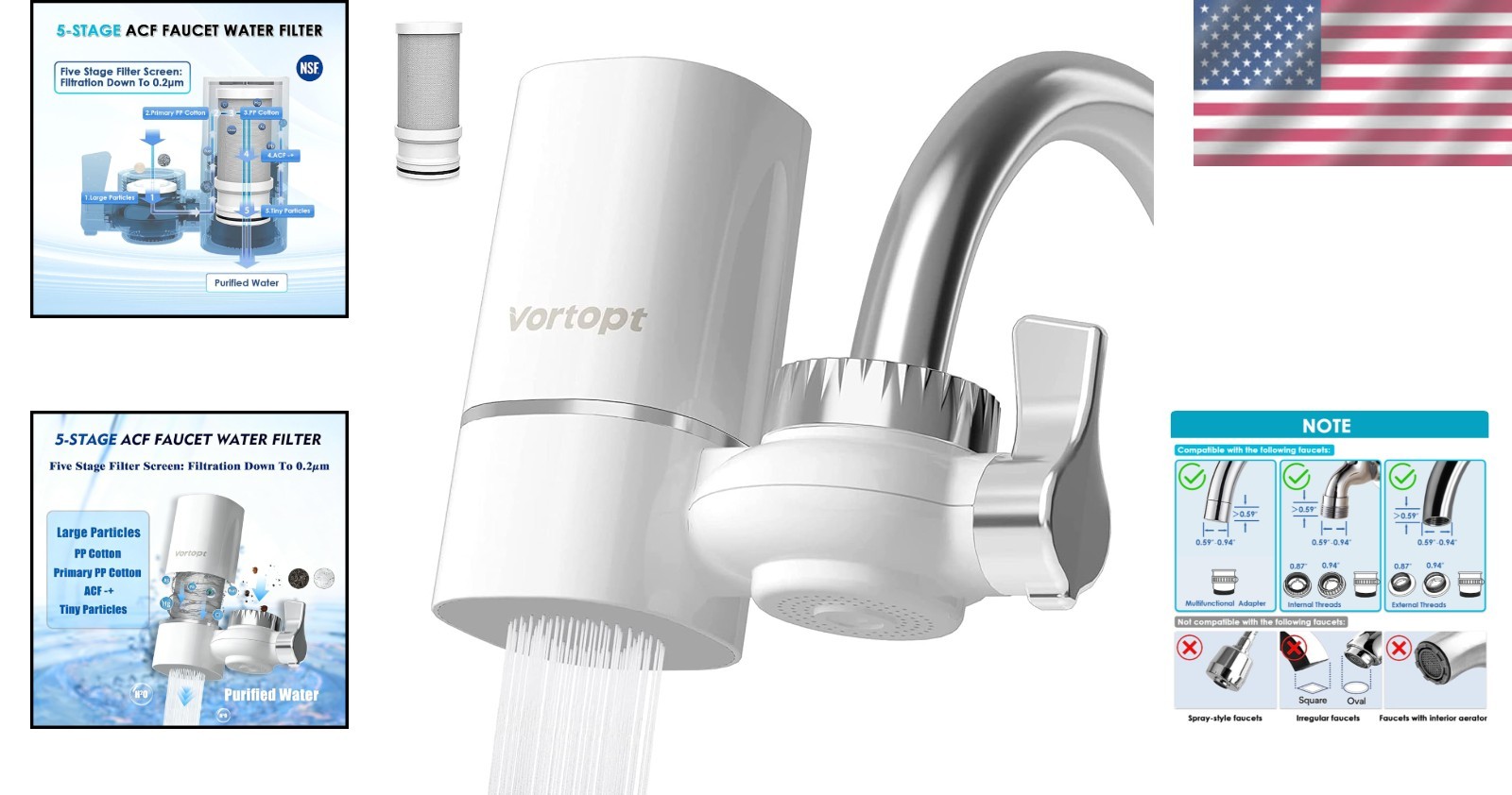 NSF Certified faucet water filter – 400 Gallons Rapid Flow, Easy Install System