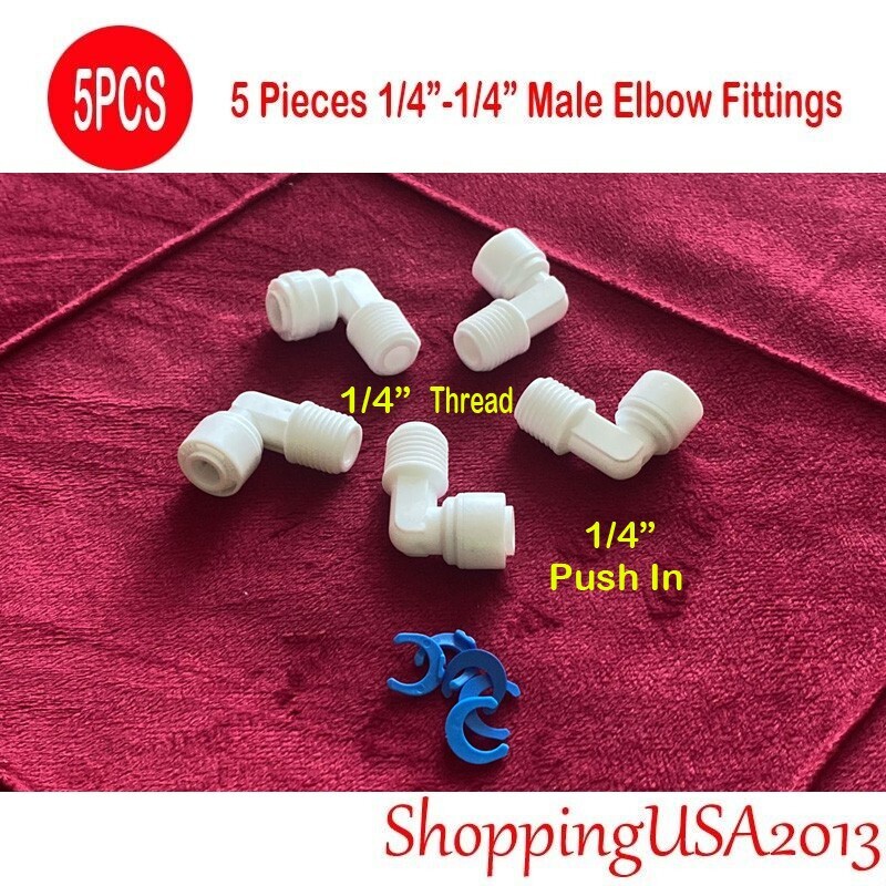 5 Pcs 1/4″-1/4″ Male Elbow Fitting Connector Connection Water Filters/RO system