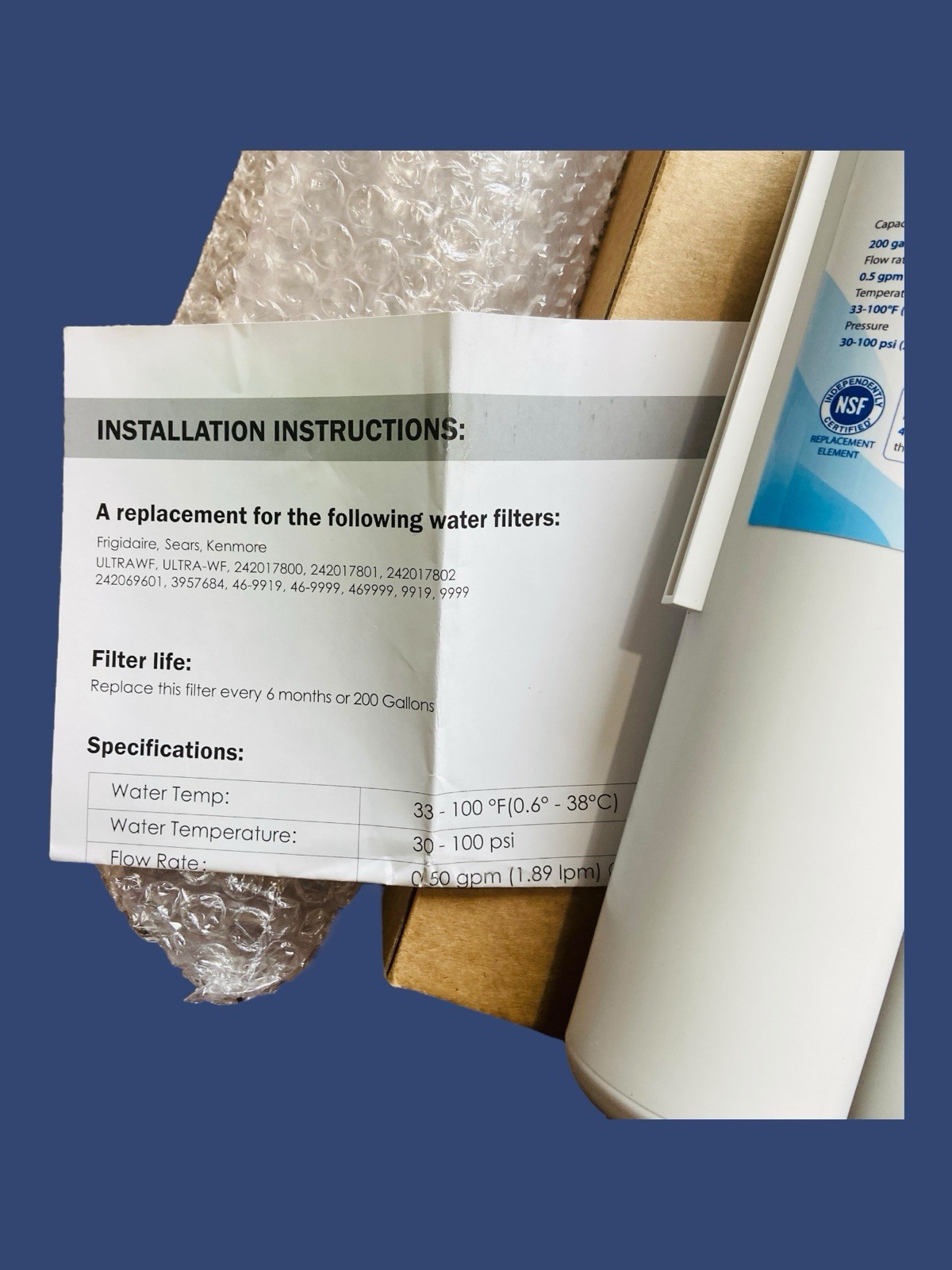 Haprait HP005 Water Filter Replacement For Frigidaire 6 Mo/ 200 Gallons Lot of 2
