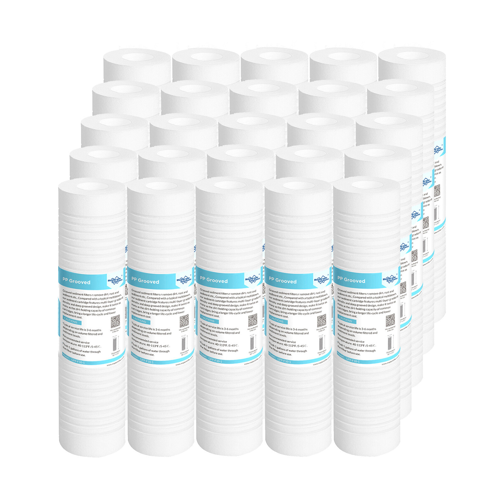 1 / 5 / 0.5 Micron 10″x2.5″ Grooved Sediment Water Filter RO Cartridge 1-25 Pack