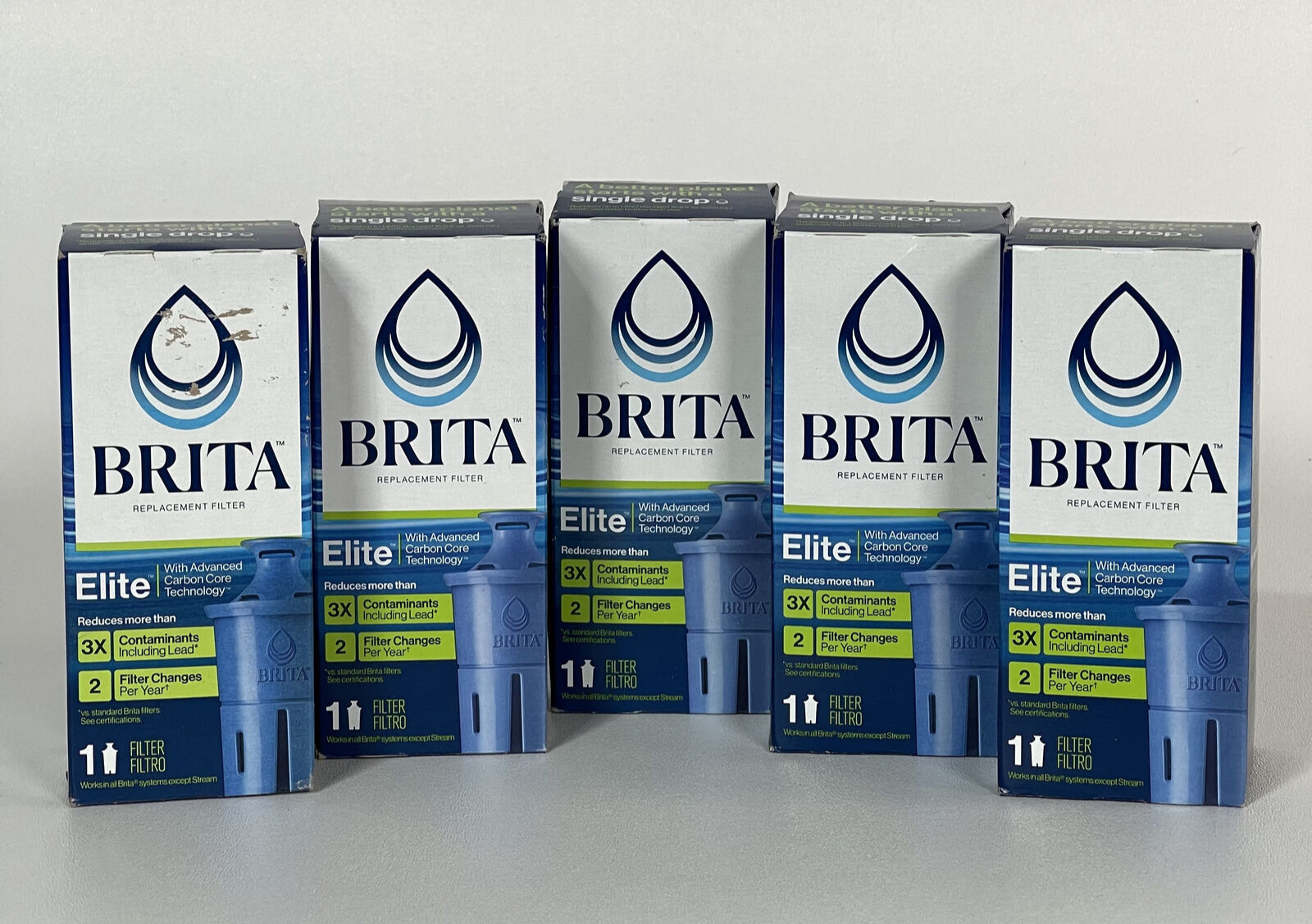 (Pack of 5) Brita Elite Replacement Filter for Brita Water Pitchers (OB06) – New