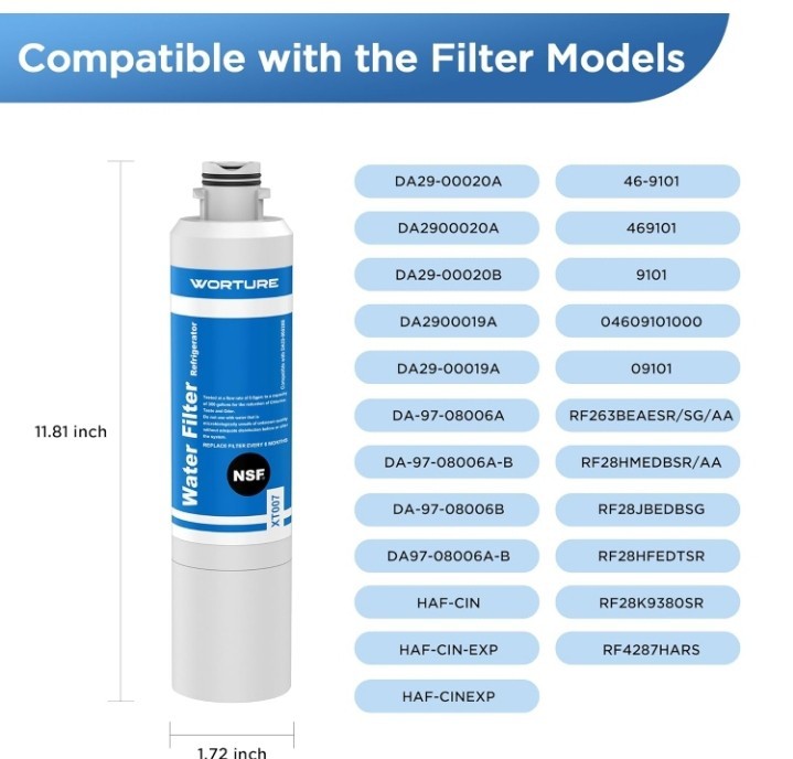 3 Pack Worture DA29-00020B HAF-CIN/EXP ReplacementRefrigerator Water Filter..115