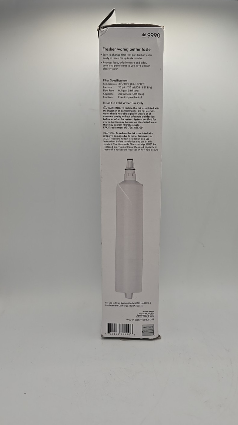 Kenmore 46-9990 Water Filter For Aqua Optima Evolve – White 1pk. AA-16