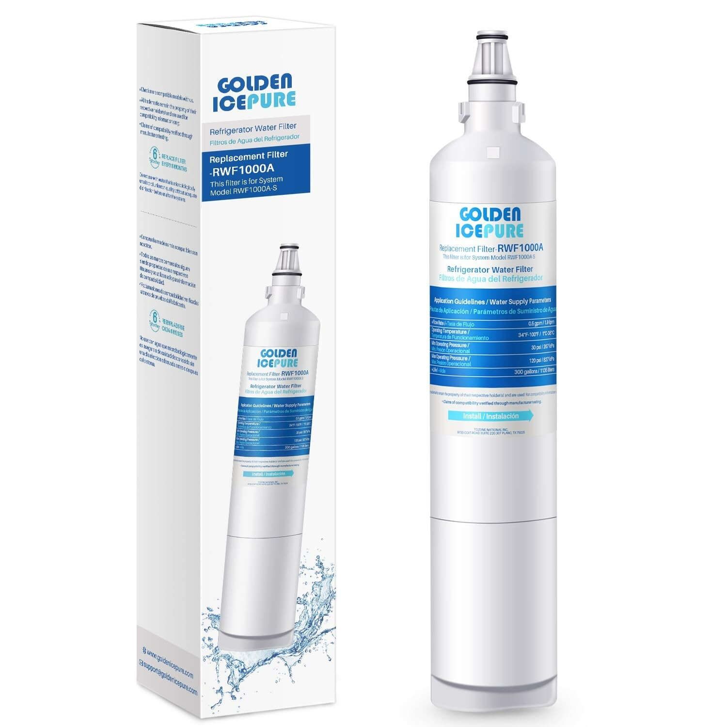 RWF1000A Refrigerator Water Filter Fit for LG LT600P, 469990, RFC1000A,1PACK