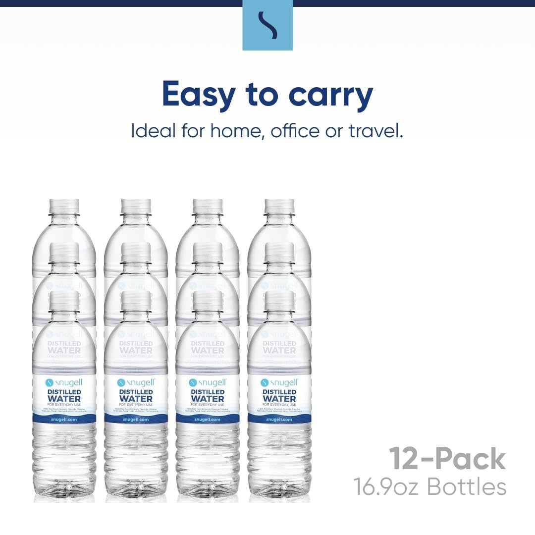 Travel-Friendly 12-Pack Distilled Water – 16.9 oz Bottles, Pure Hydration