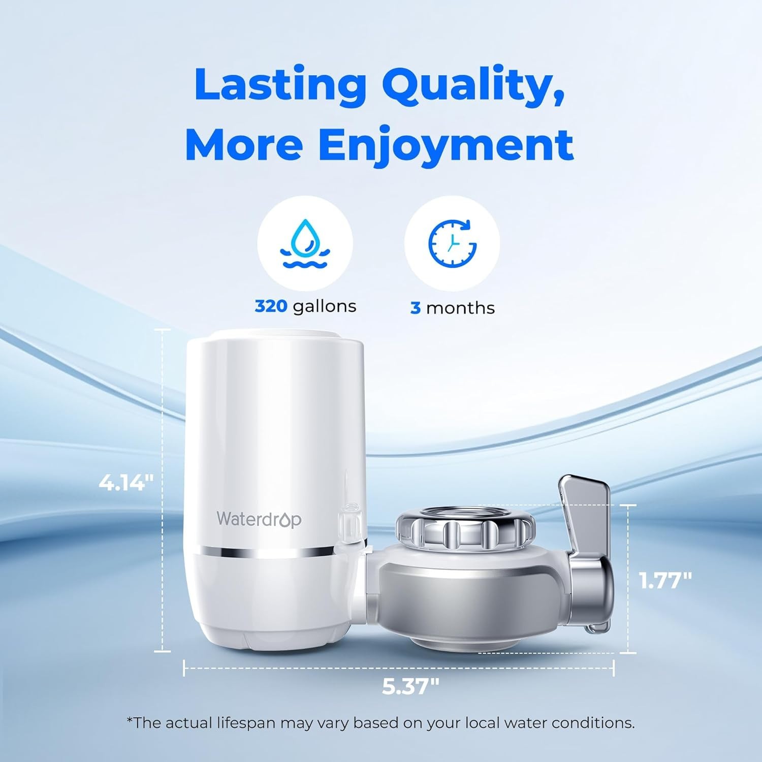 Water Filter for Kitchen Sink NSF Certified Reduces Chlorine Lead Free Material