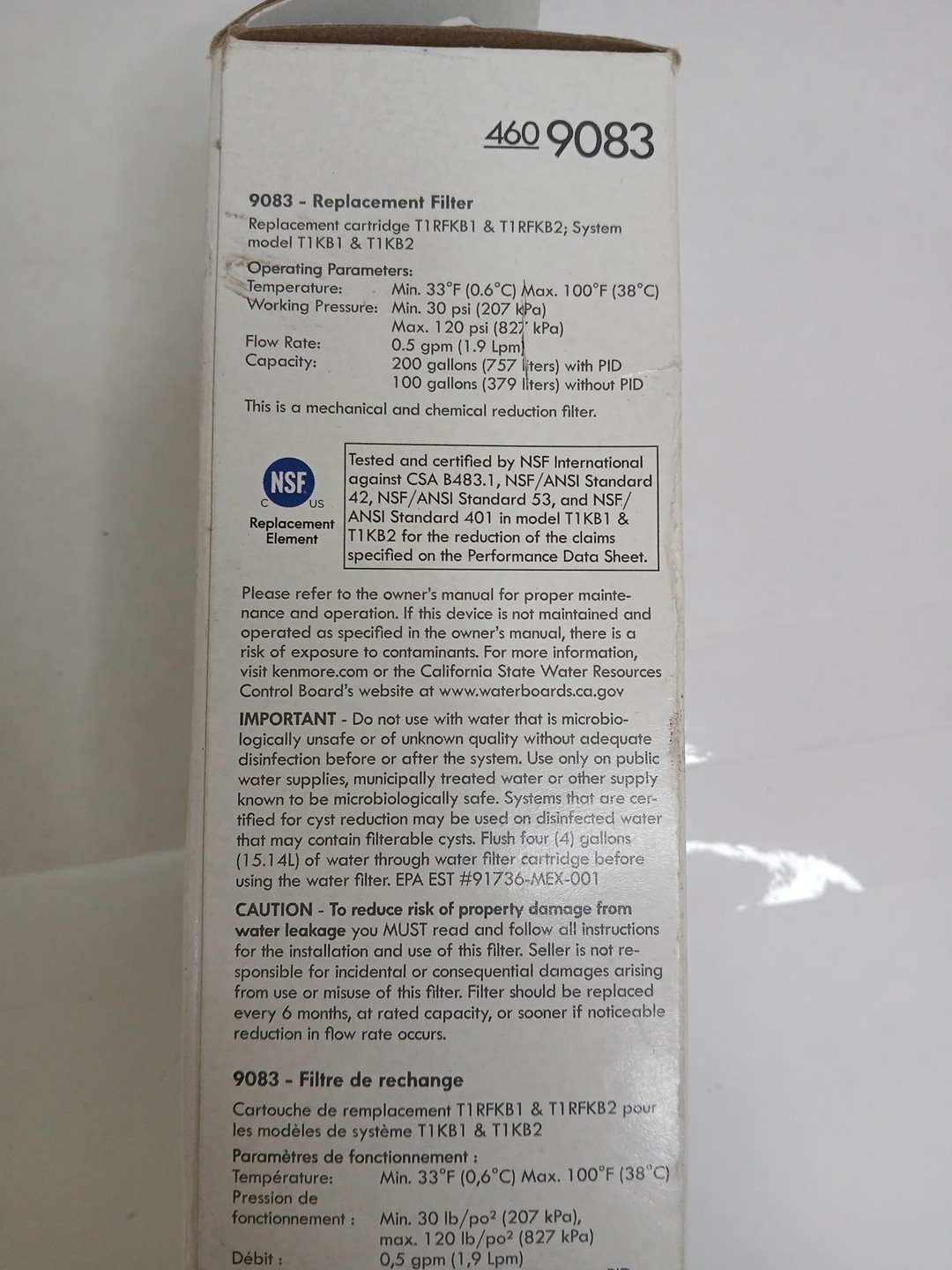 NEW/SEALED Genuine Kenmore Replacement Refrigerator Water Filter 460-9083