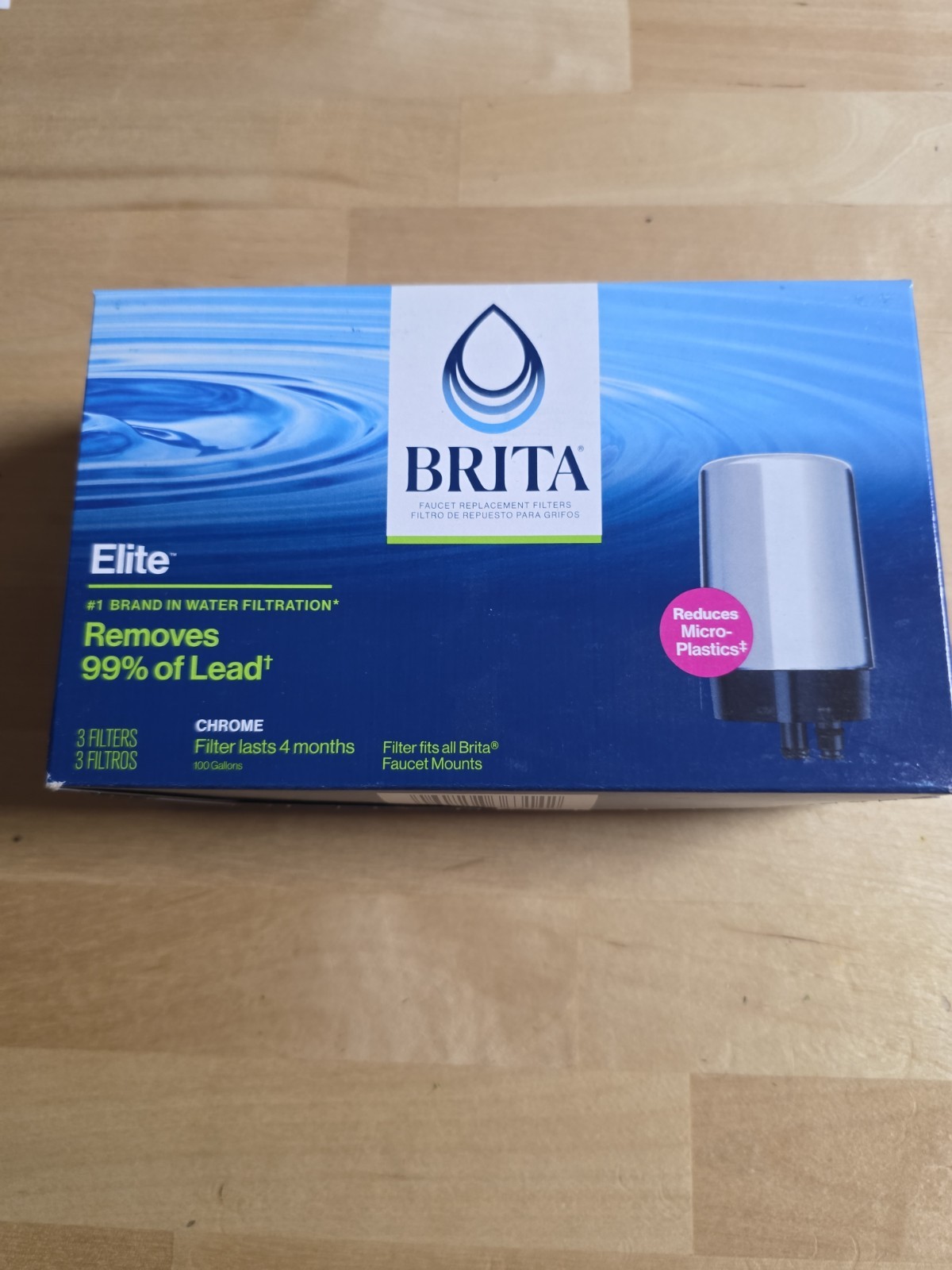 Brita Elite Faucet Replacement Filters 3 Pack Chrome FR-200 Removes 99% Lead