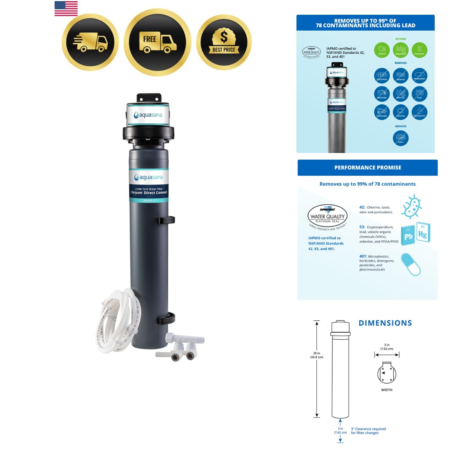 Water Filter for Sink Faucet | Reduces 99% of 78 Contaminants Including Chlor…