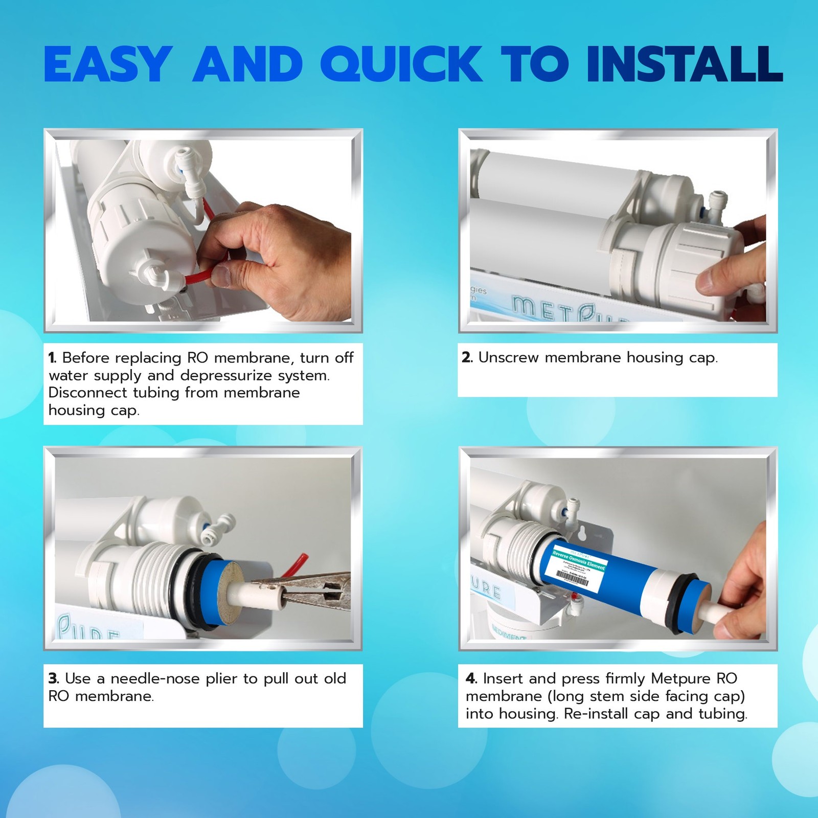 Reverse Osmosis 50 GPD 11.75″x1.75″ RO Membrane Water Filter Replacement