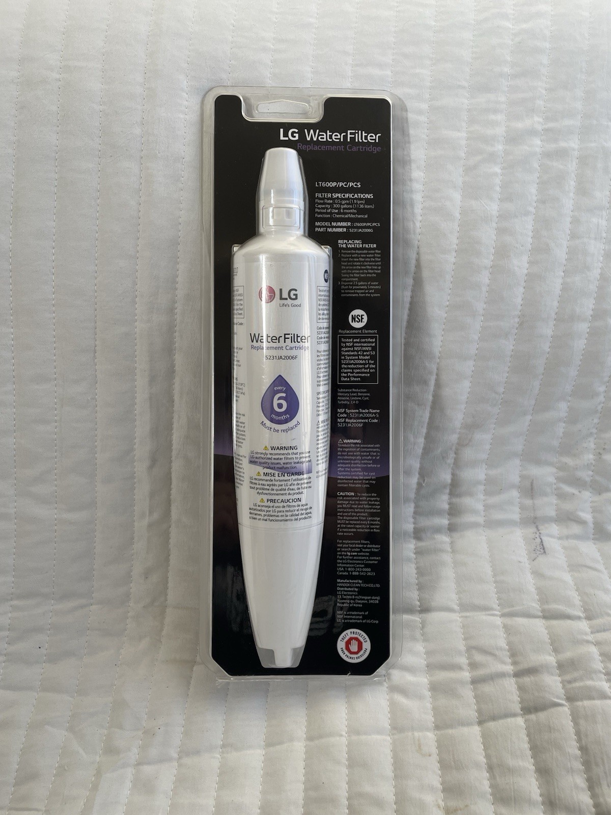 LG Refrigerator Water Filter – White LT600P