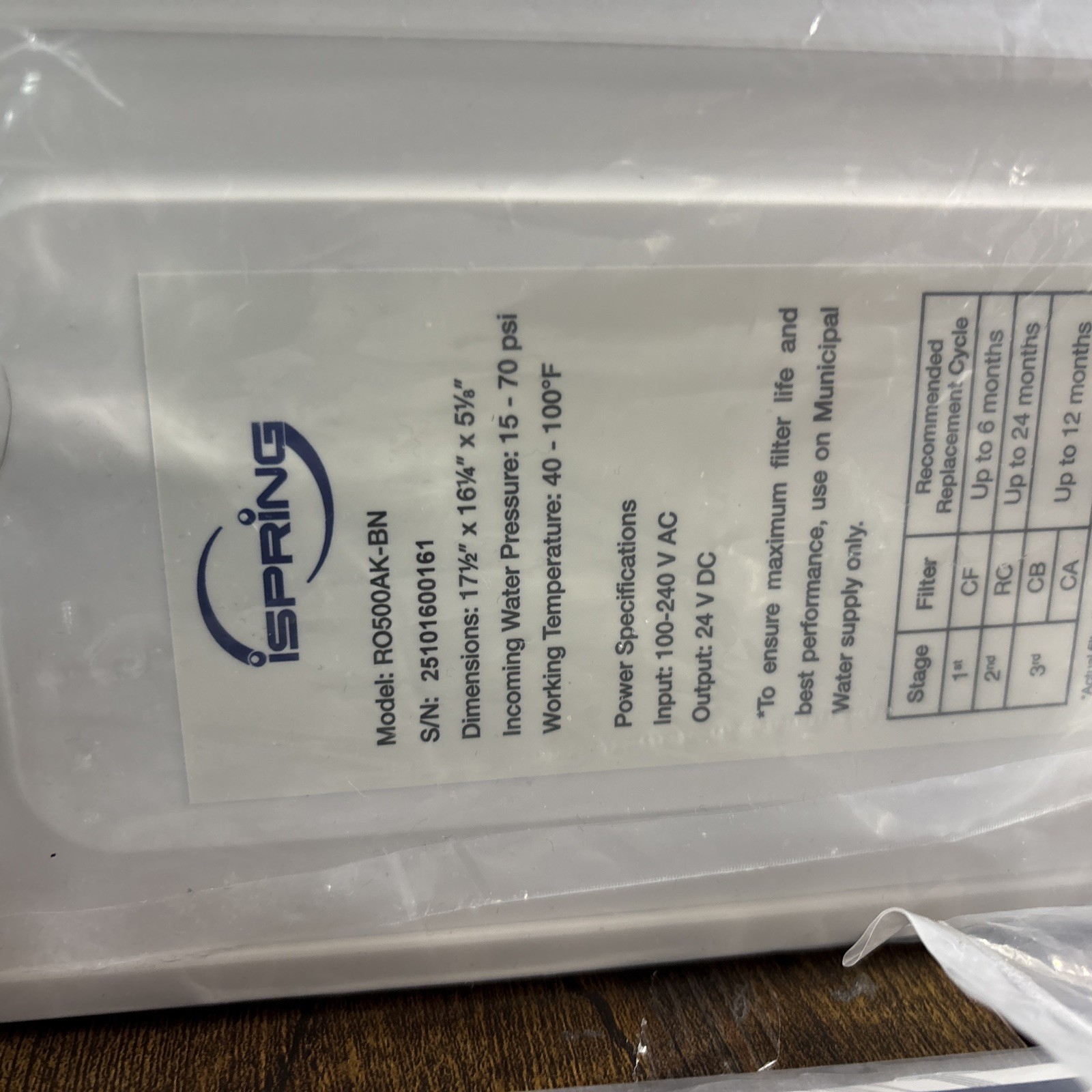iSpring RO500AK-BN Reverse Osmosis Water Filter, NSF 58 Certified, 500 GPD…