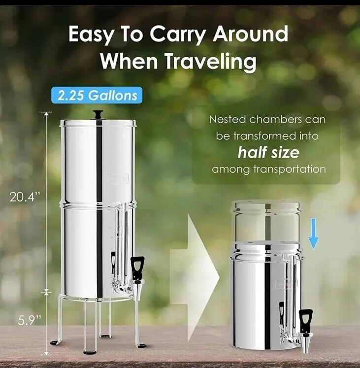 Waterdrop WD-TK-FS Gravity-fed Water Filter System, Stainless Steel 2.25 Gallon