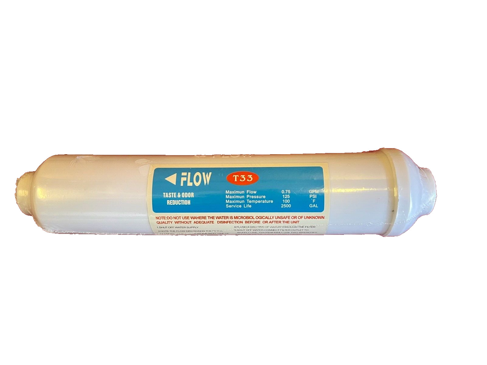 25 Pack T33 Reverse Osmosis Post Inline Carbon Filter 1/4″ threaded