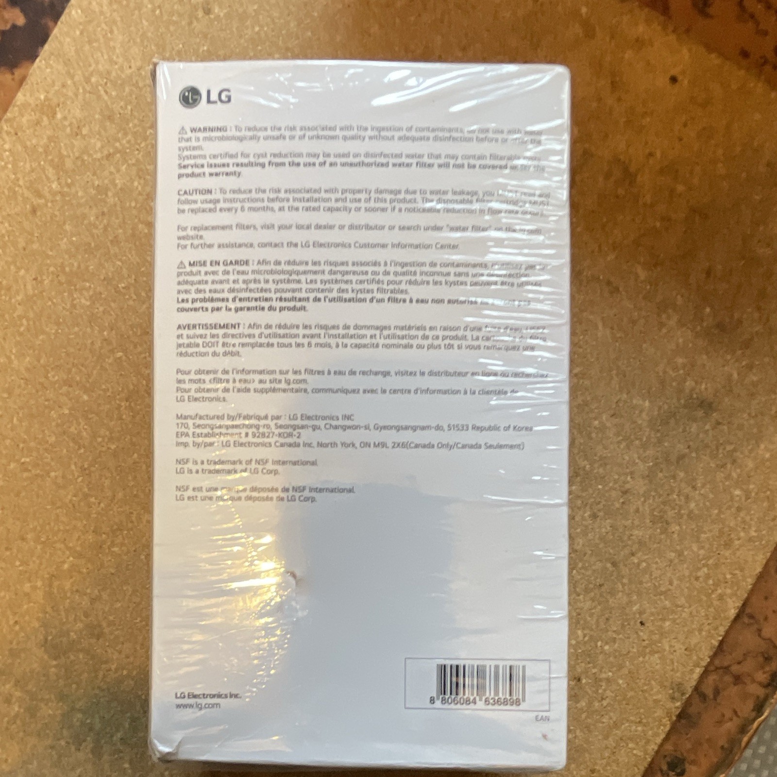 LG LT1000P2 Refrigerator Water Filter Cartridge, 2 Pack, Chlorine Taste/Odor