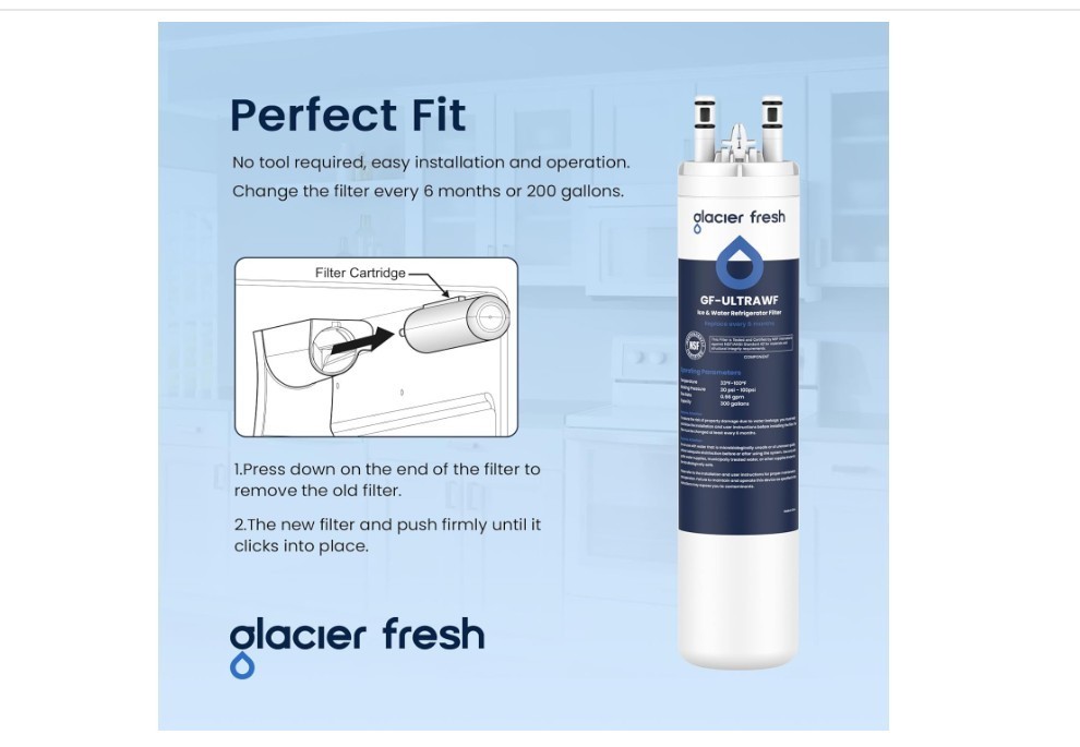 2 pk GLACIER FRESH Replacement for Frigidaire ULTRAWF, Pure Source Ultra