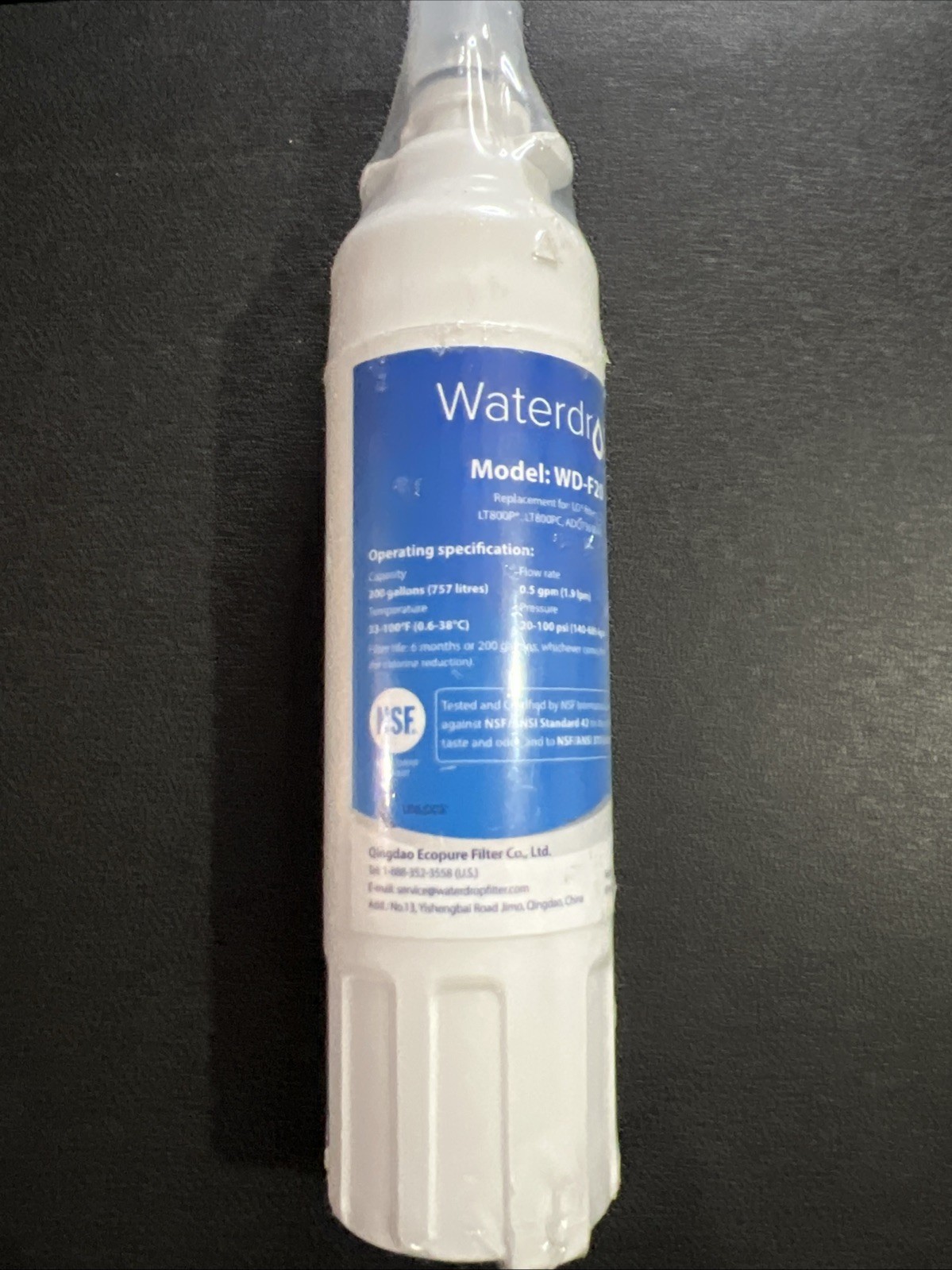 WaterDrop WD-F20 LG Refrigerator Water Filter for LT800P LT800PC ADQ73613401