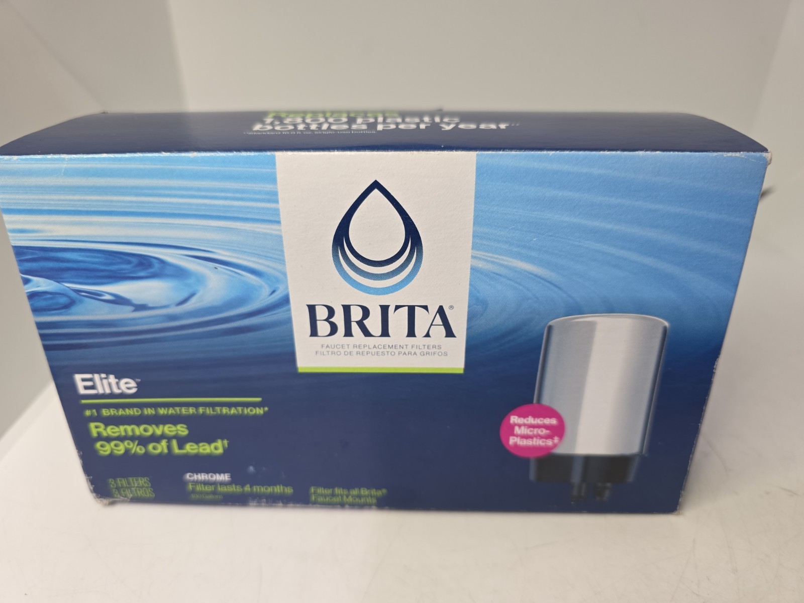 Brita Elite Tap Water Filtration System for Faucets 3 Filters. Removes 99%. D