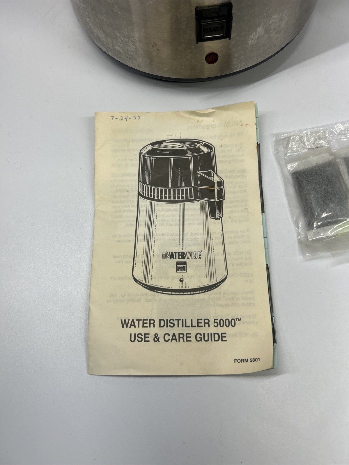 WaterWise 5000 Water Distiller Purifier stainless Base Unit No Carafe Tested