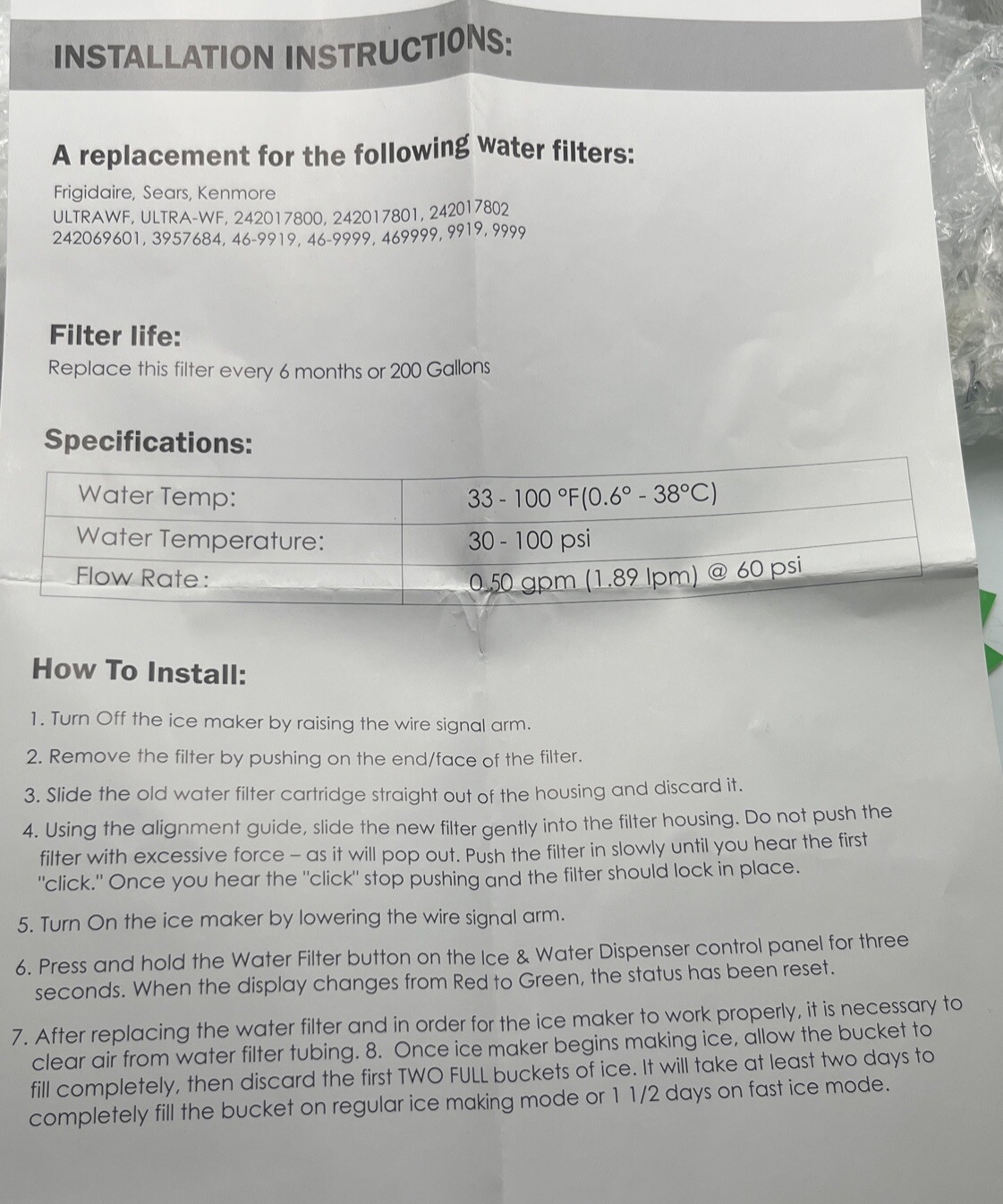 3-Water Filters 4U PURE Replace Every 6 Months SMF1005 ULTRAWF ULTRA-WF Or 200 G
