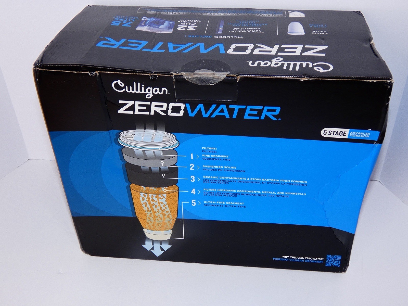 Culligan ZeroWater 32 Cup 5-Stage Water Filter Dispenser TDS Meter New