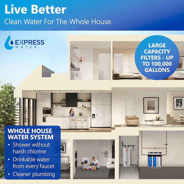 Express Water 3-Stage Whole House Water Filter System 15 GPM Carbon 5 Micron