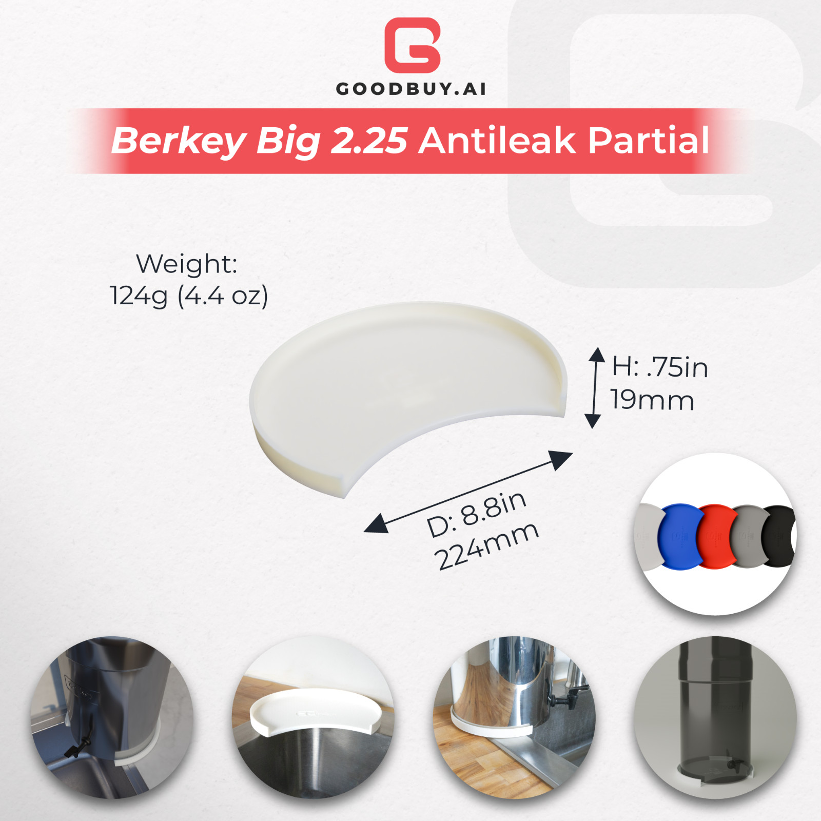 Made in America Berkey AntiLeak Base for Big 2.25 Gallon (White)