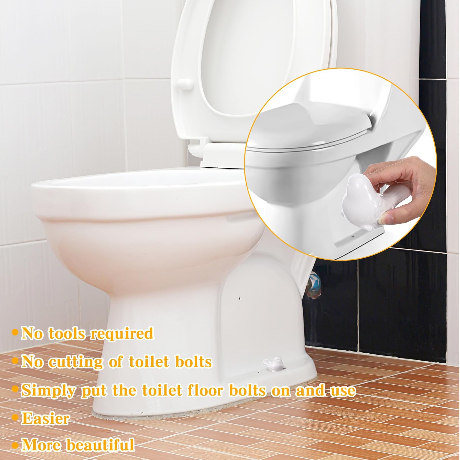 2Pcs Toilet Bolt Covers Decorative, Cute Bird Toilet Bolts Screw Caps, White …