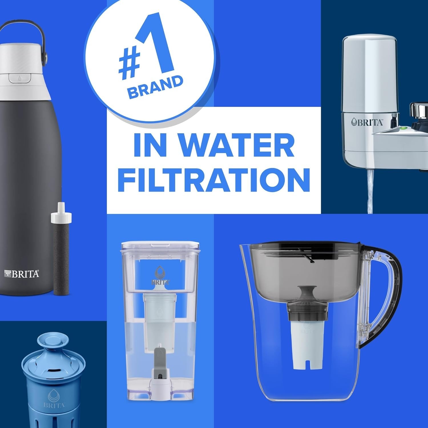 Brita Faucet Mount Water Filter System Chrome, No-Wait Filtration, Easy Install