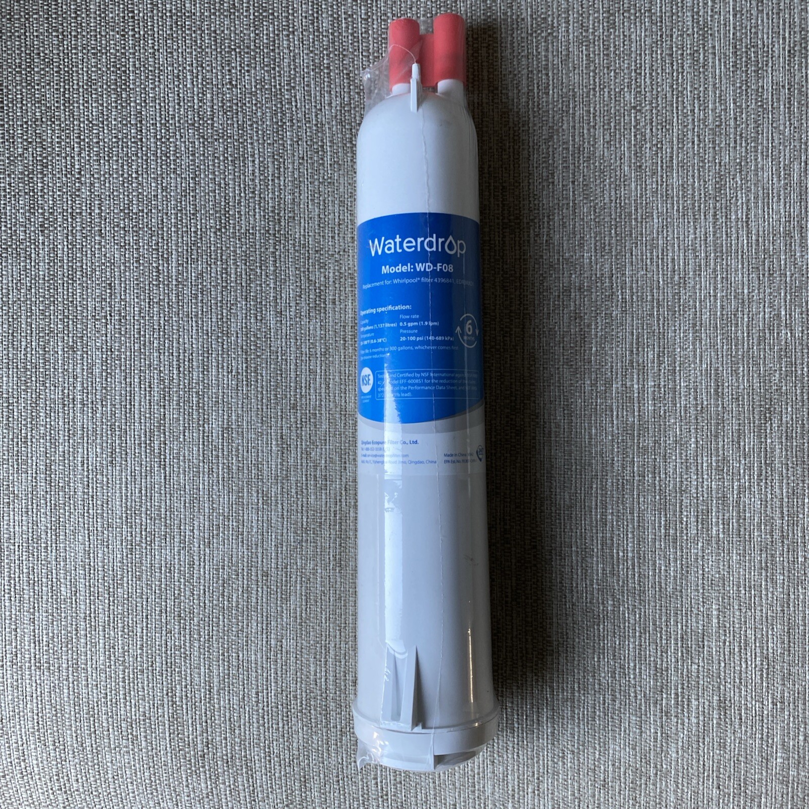 NEW Sealed Waterdrop WD-F08 Refrigerator Water Filter For Whirlpool