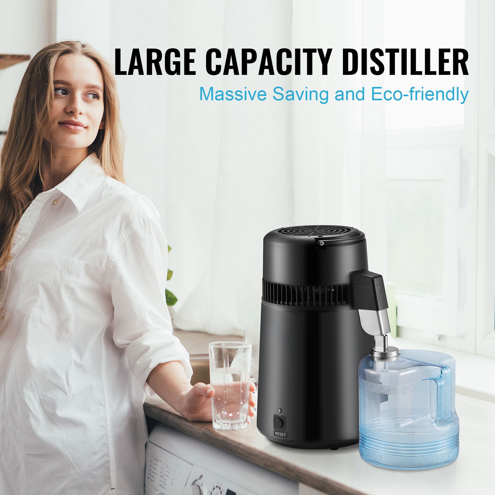 VEVOR 4L Water Distiller Purifier Machine Stainless Steel Timing & Temp Display